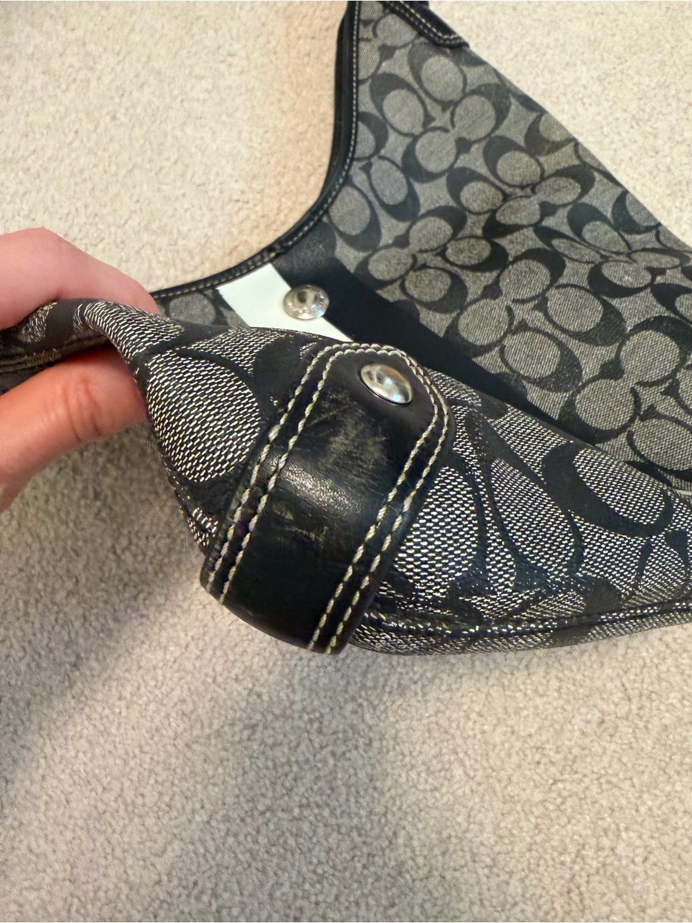 Coach Signature Stripe Hobo Shoulder Bag - Picture 6 of 12